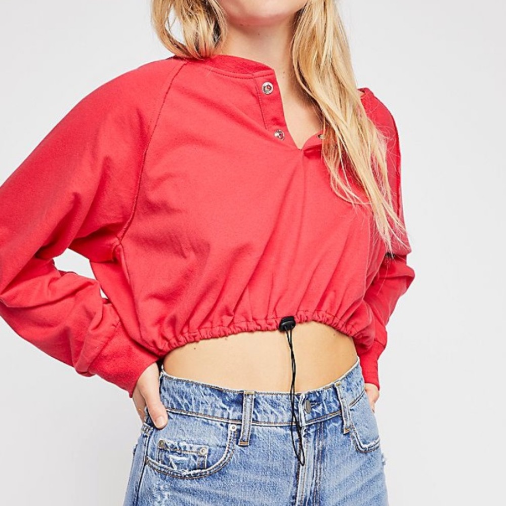 Free people team player pullover crop top